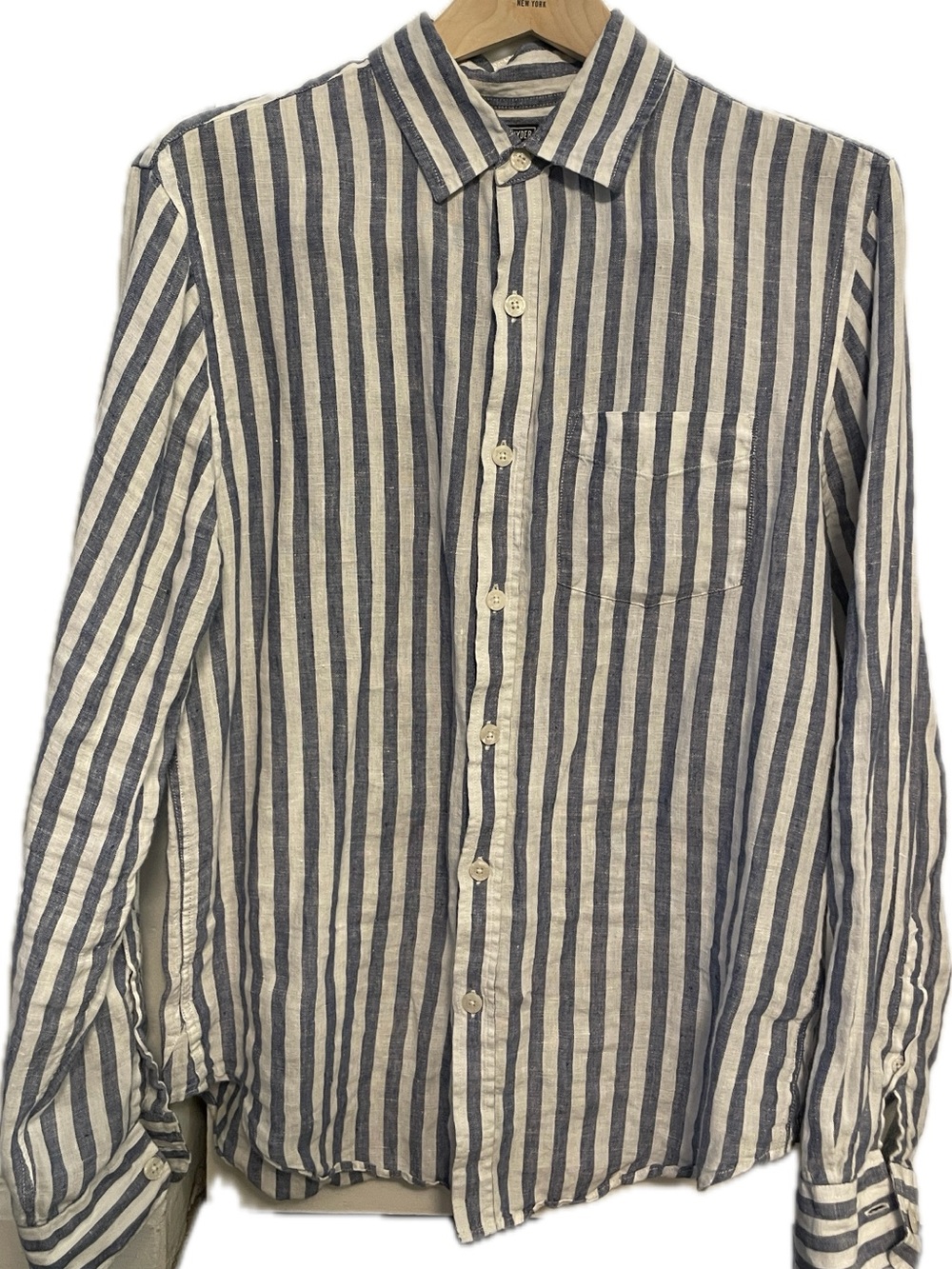 Todd Snyder Blue & White Striped Linen Button Shirt